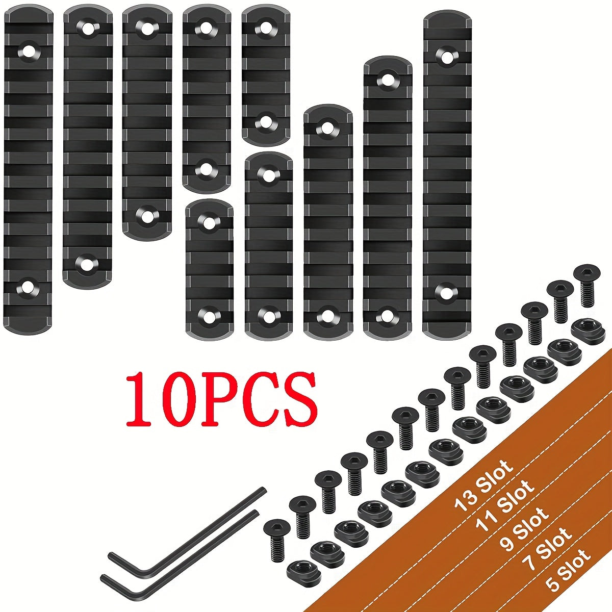 10 Pack Single Mloc Picatinny Rail Set